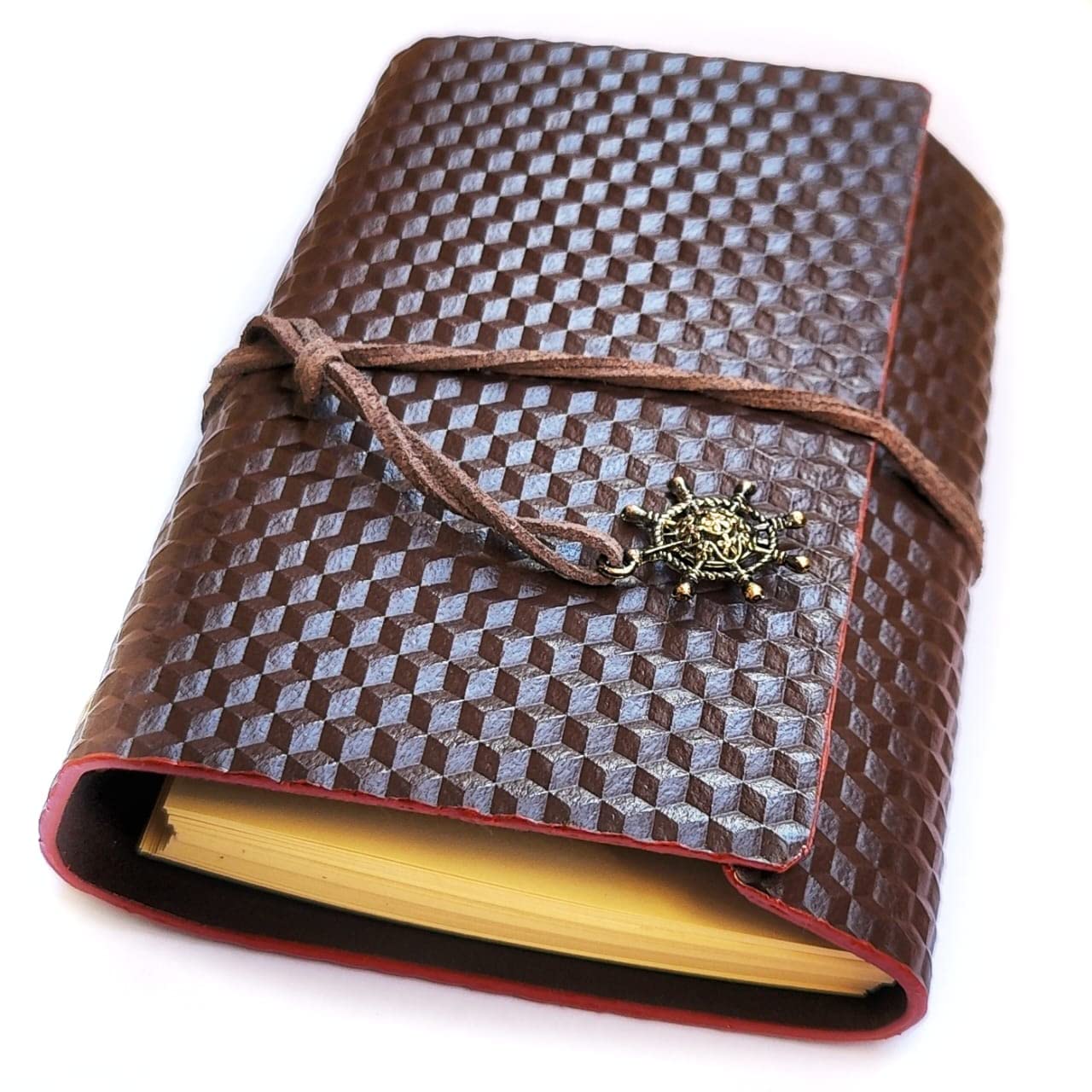 Mridshala Handmade PU Leather, Handcrafted Regular Diary/Personal Organiser/Notebook/Journal Size 6X4(BI)