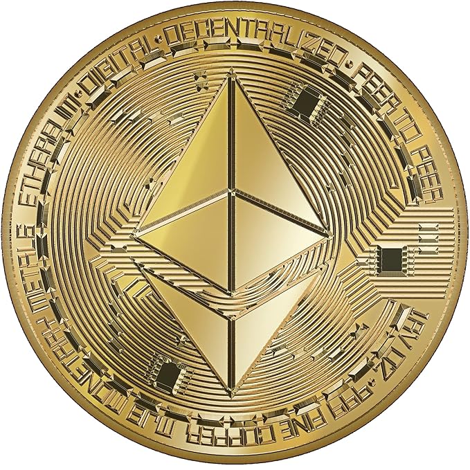 Mridshala Ethereum Crypto Currency Gold Colour Plated Real Metal 40MM Diameter 29 Gram and 3mm Thickness