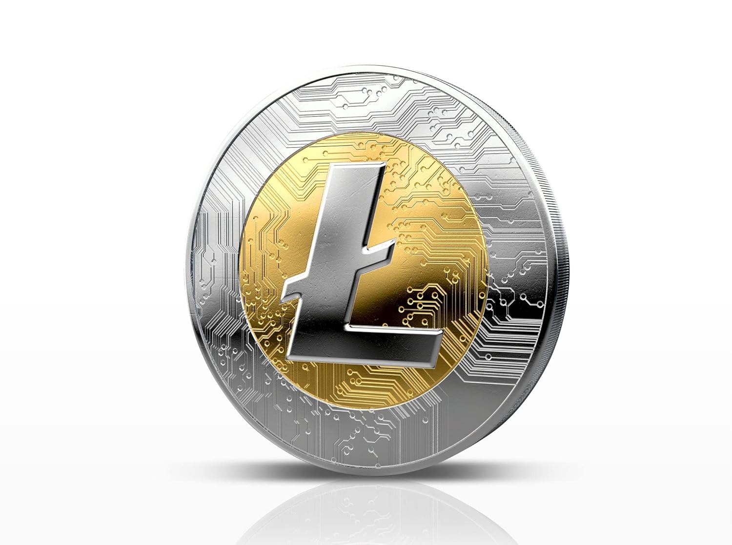 Mridshala Litecoin with Free Stand Crypto Currency Gold Colour Plated Real Metal 40MM